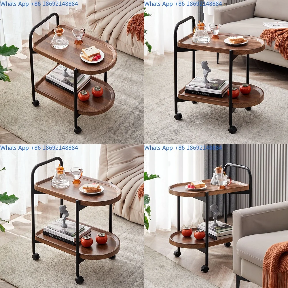 

Vintage Nordic Style Sofa Side Table Black Bedside Cabinet Luxury Modern Minimalist Living Room Small Coffee Table Mobile Cart