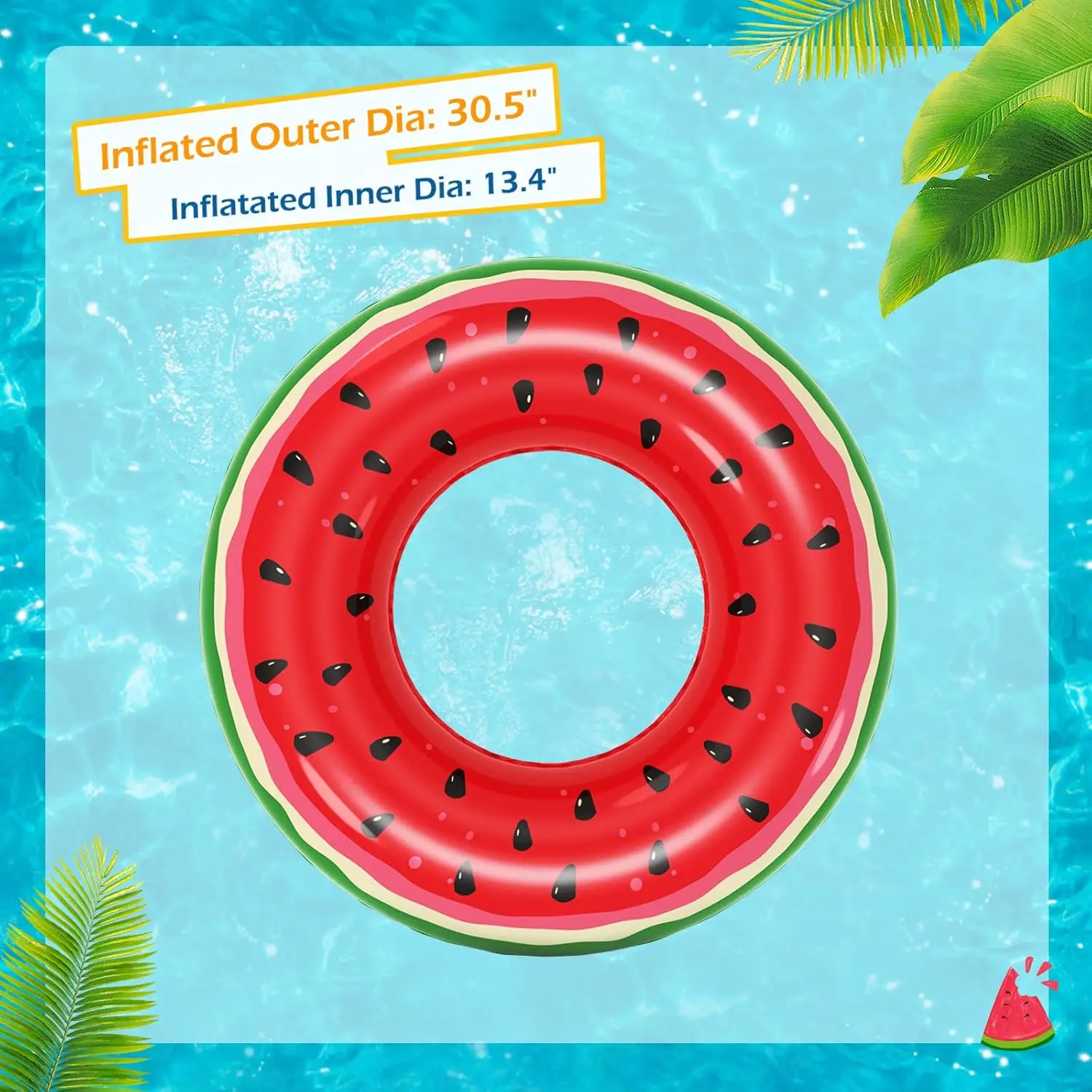 Kids Inflatable Pool Floats 2-Pack Fruit-Shaped Swim Rings for Pool, Beach, Lake – Watermelon & Kiwi