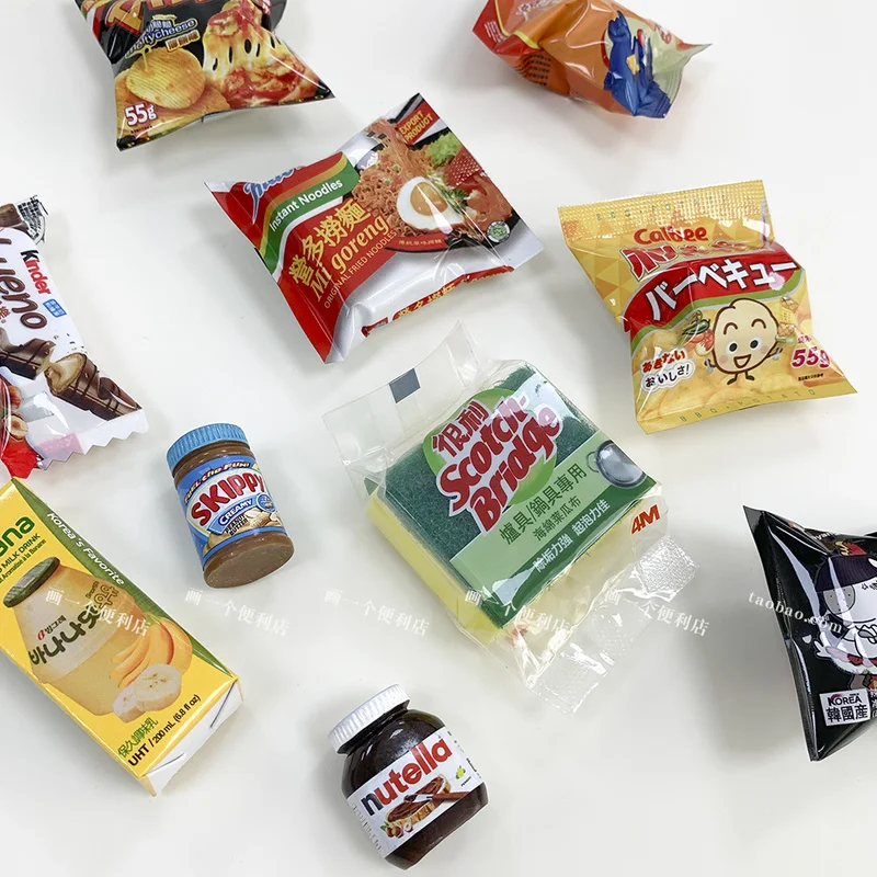 New Cute Miniature Snack Fridge Magnet Sticker Hole Board Iron Cabinet Snack Cart Magnetic Decoration Super Mini Snack Bag