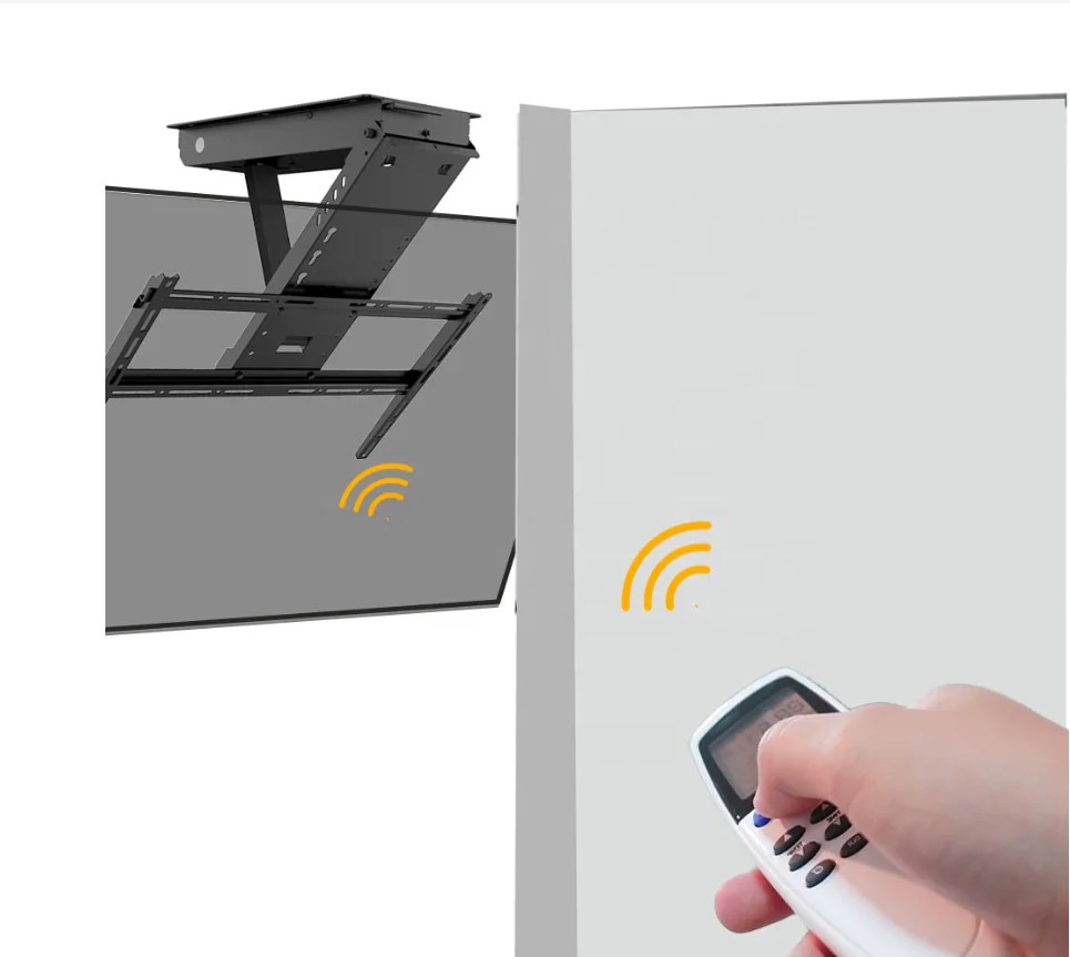 Novo controle remoto 32--70 polegadas flip down motorizado suporte de tv de teto, elevador de tv elétrico telescópico com levantamento automático