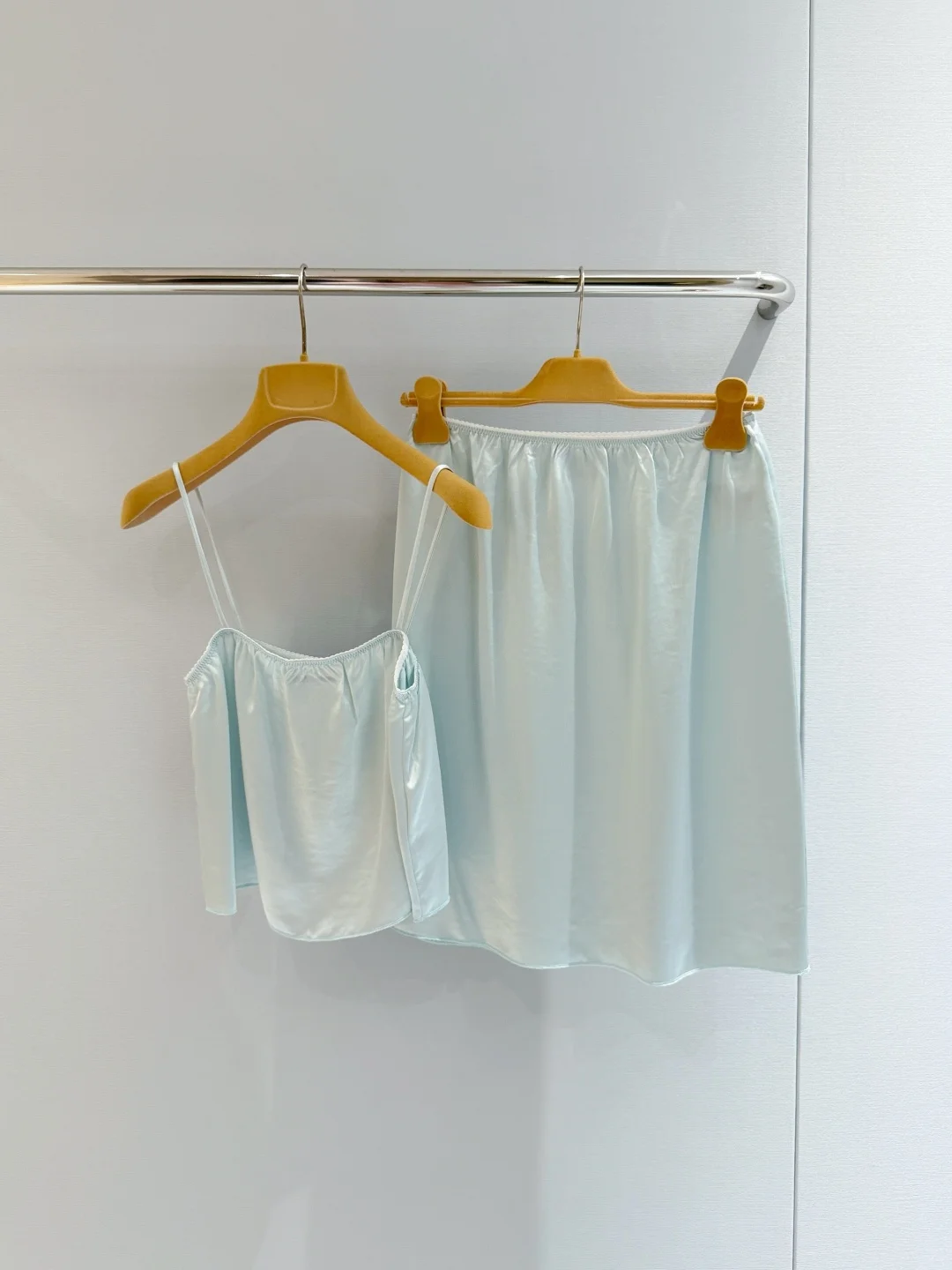 Women Mint Silky Satin Cami Pajama Set Thin Strap Top Loose Shorts 2Pcs Elegant Solid Lounge Wear Soft Summer