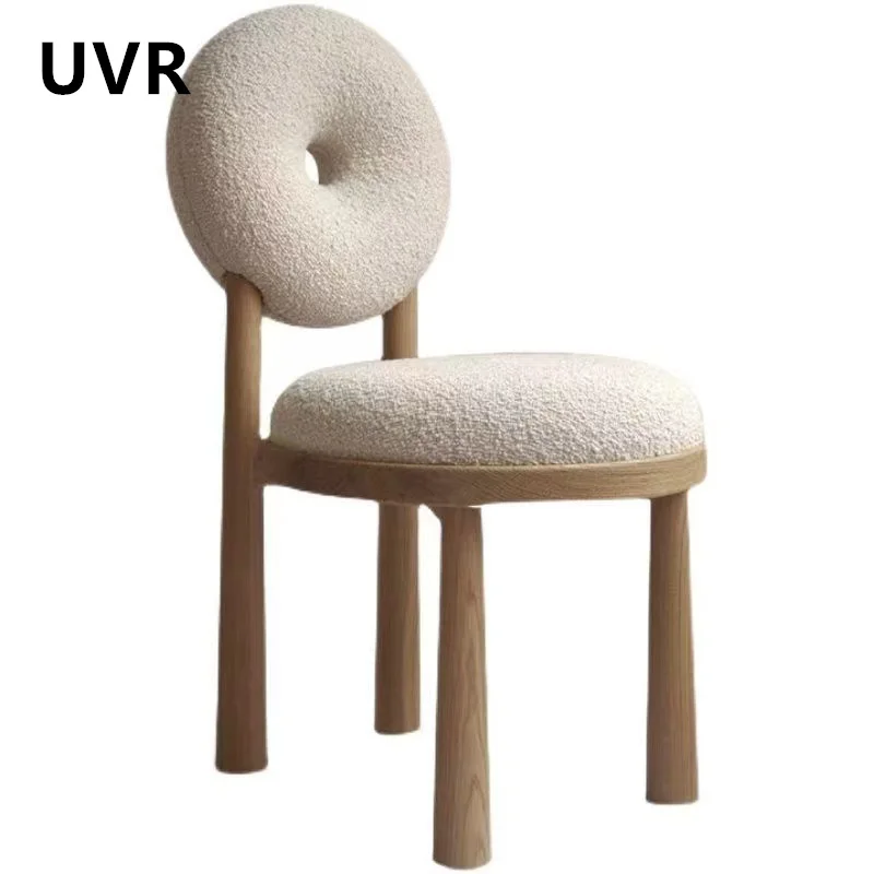 UVR Restaurant Chairs New Home Kitchen Reclining Chairs Modern Non-slip Ladies Dressing Stool Comfortable Lamb Wool Dining Chair