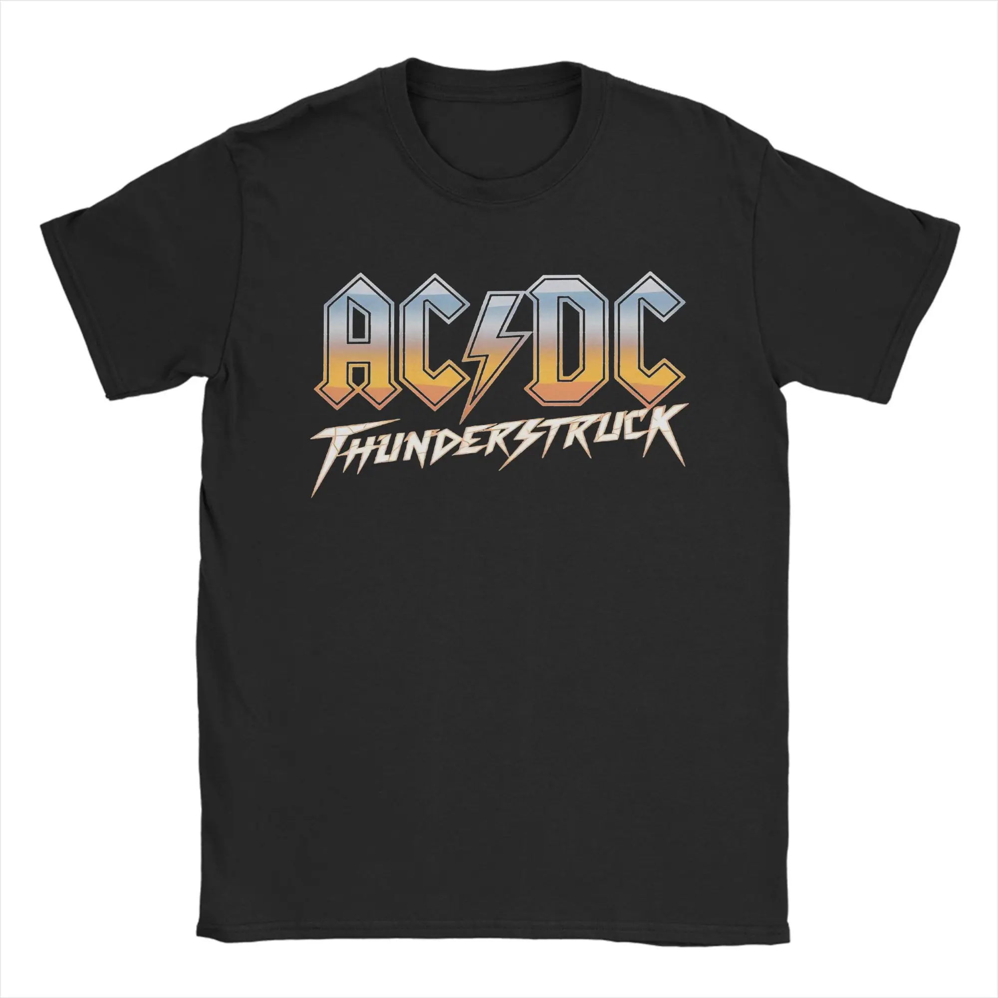 THUNDERSTRUCK AC-DC T Shirts for Men Cotton Vintage T-Shirts Round Neck  Tees Short Sleeve Tops Plus Size