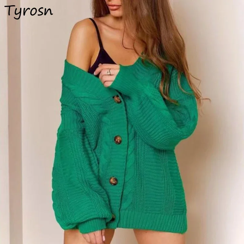 

Button-Up Sweater Cardigan Women Loose Harajuku Multi-Colors Y2k Clothes Vintage European Hotsweet Fashion Knitwear High Street