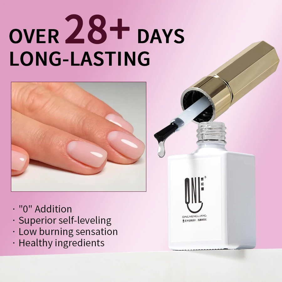 QNL Nail Strengthener Builder Gel Nail Hardener Base Coat for Thin Weak Nails Clear Reinforce Base Gel Manicure Salon Home Use