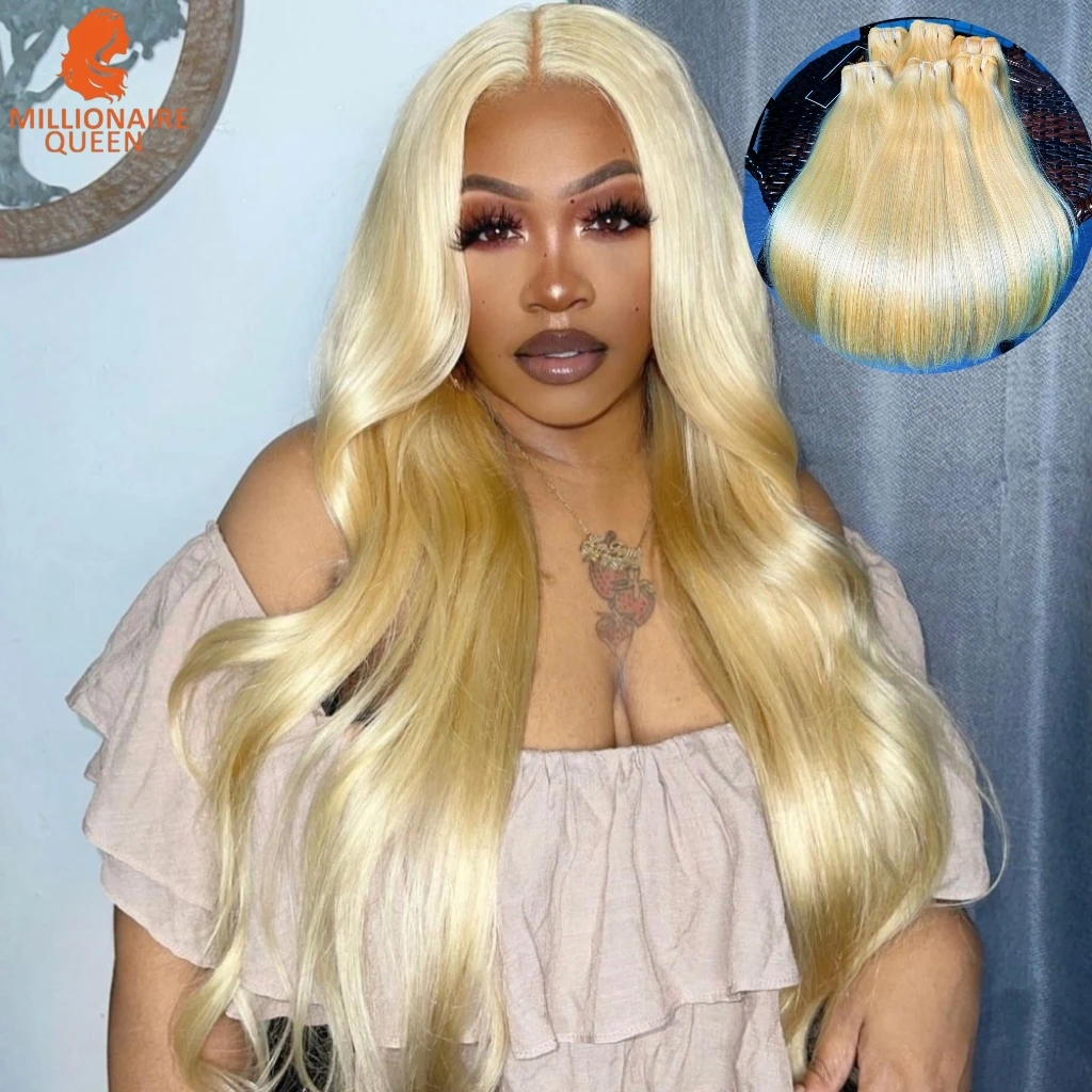 

Millionaire Queen 15A 613, прямые пучки, супер двойные нарисованные, 100% натуральные необработанные перуанские волосы, медовая блондинка, необработанные человеческие волосы, плетение