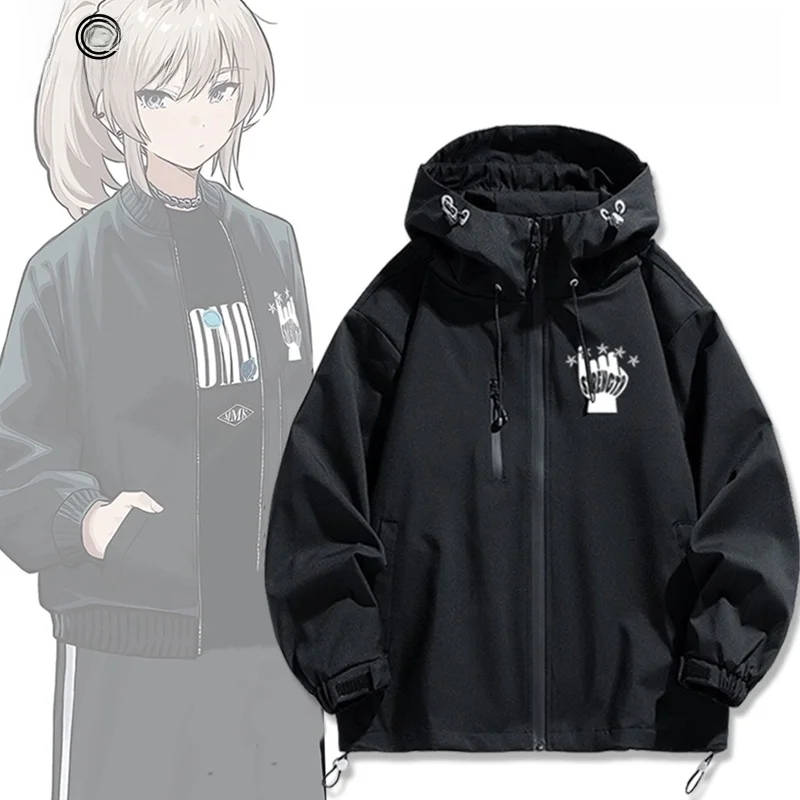 

Повседневная куртка-накидка для косплея из полиэстера с капюшоном на молнии и мультяшным принтом (модель Ex Thiened Fce Jaet)