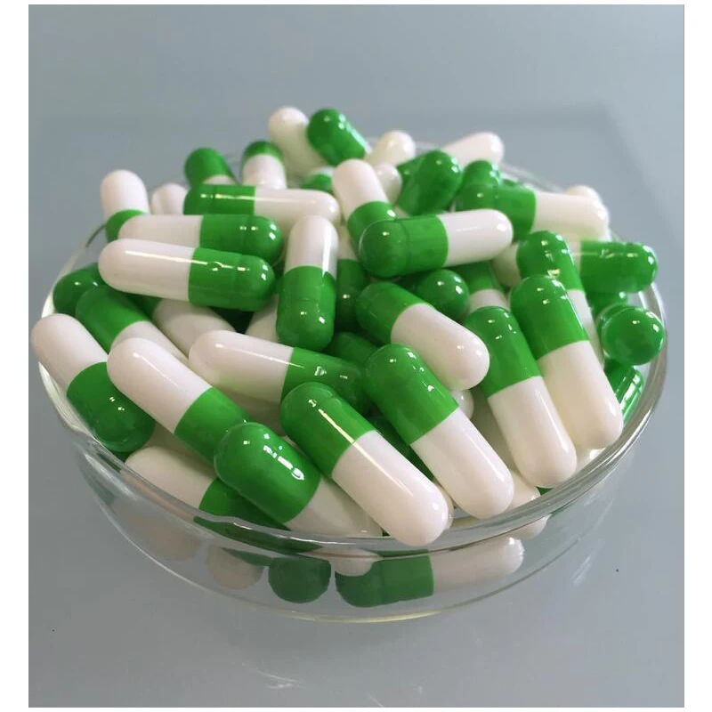 

10000pcs green and white hard gelatin pills cases joined 2# empty capsules