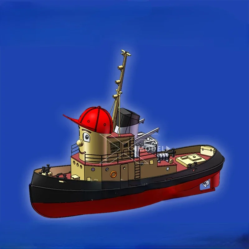 RC Boat Model Assembly Kit 1/65 Theodore Mini Tug XF-308 Cartoon Simulation Model with Motor ESC