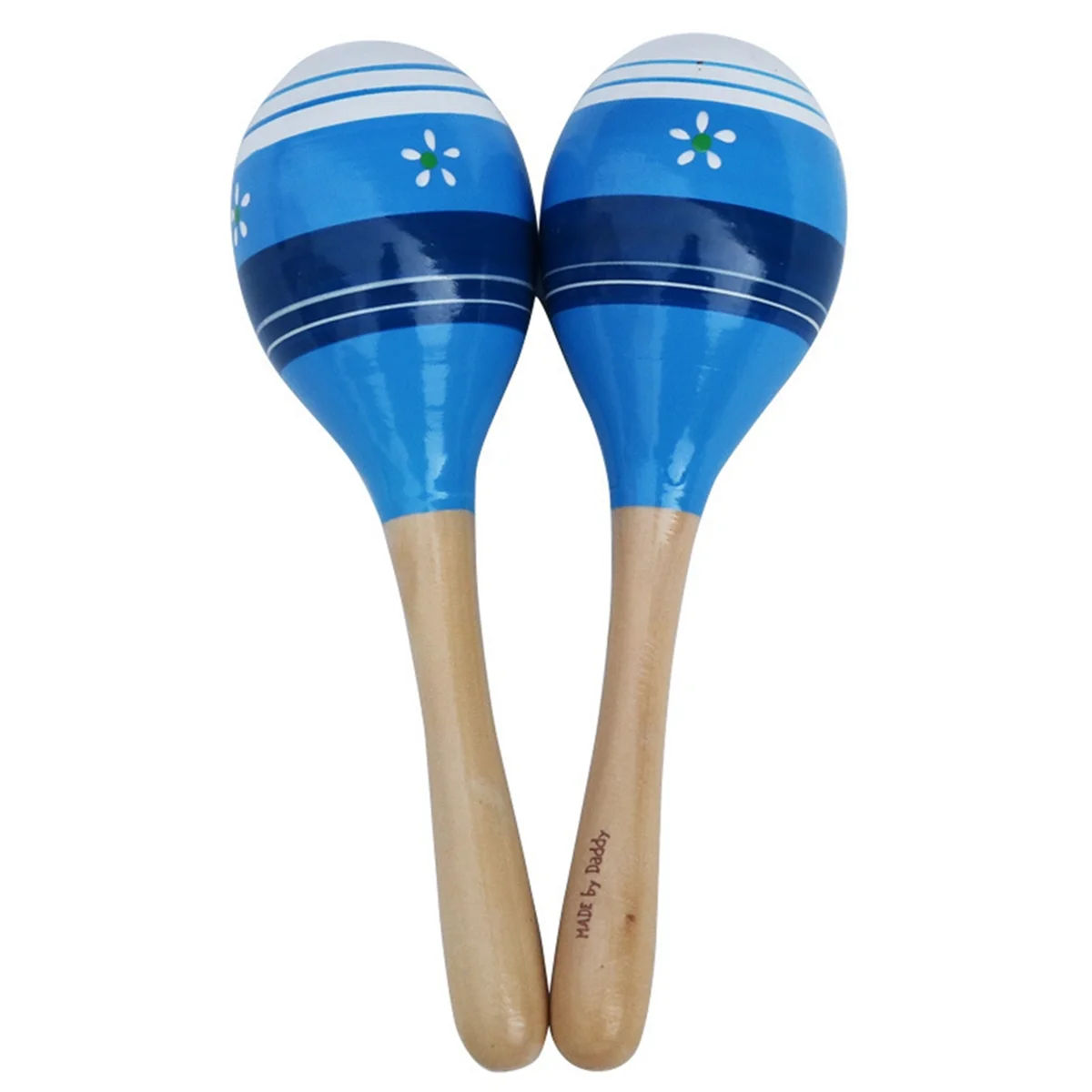 Maracas Hand Percussion Rattles, Wooden Rumba Shaker Musical Instrument for Kids Adults, Set of 2,Blue