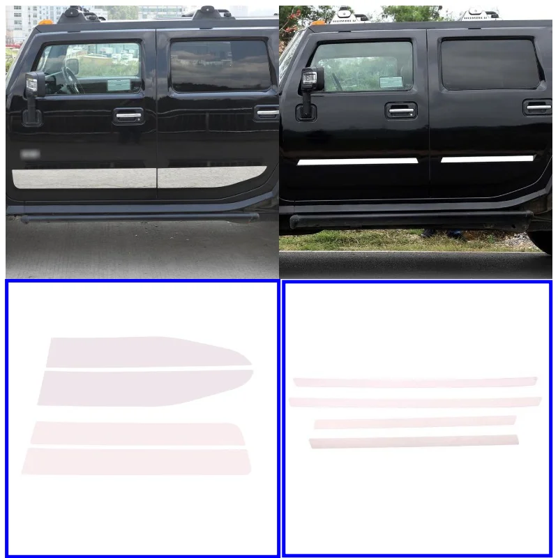 Decorative Accessories For Hummer H2 2003-09 Stainless Steel Chrome Car Body Molding Kits Trim Outer Door Strip Protection Plate