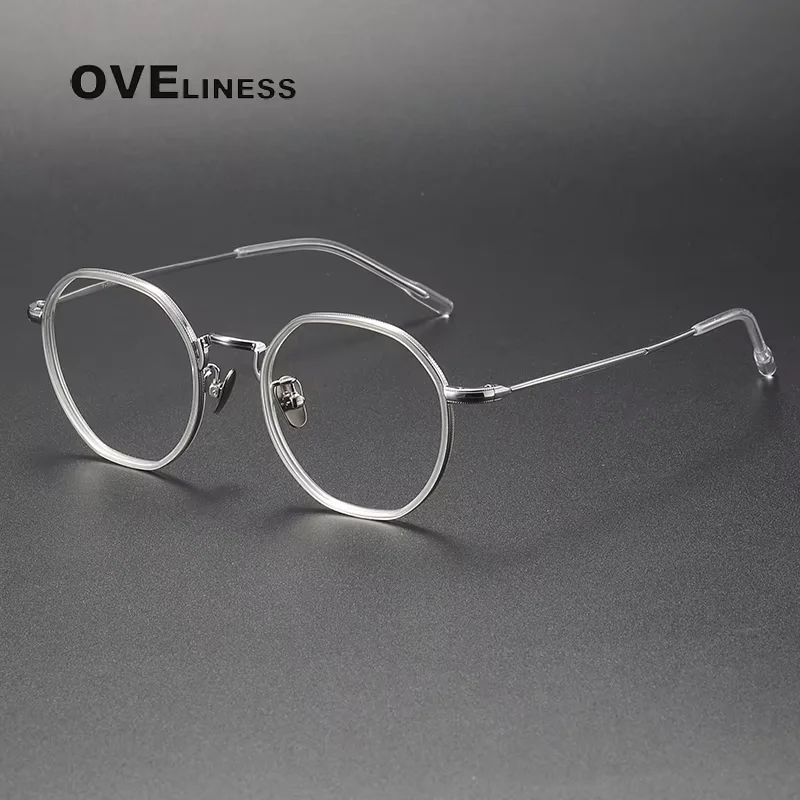 

2025 Acetate Titanium Glasses Frame Men Women Vintage Round Eyeglasses frames Spectacles full Eyewear
