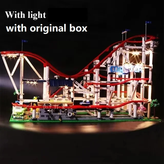 With Original Box 4619PCS Motor Fairground Big Roller Coaster Building Blocks Bricks Toys Kids Christmas Gift 18003 15039