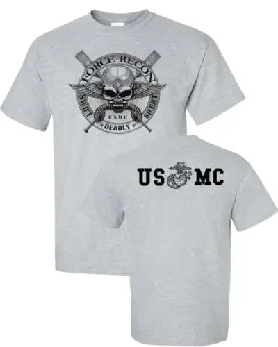 US Marine Corps Recon Force Military T-Shirt 100% Cotton O-Neck Summer Short Sleeve Casual Mens T-shirt Size S-3XL