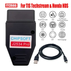 Chipsoft J2534 Pro For Toyota TIS Techstream 17.30.011 VCI Diagnostic Tool and For Honda HDS 3.102.051 2 in 1 Cable OBD Scanner