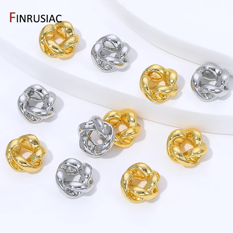 18K Gold Plated Brass Twisted Circle Spacer Beads,8.2*8.4mm Separator Beads For DIY Bracelet Necklace Jewelry Making Supplies image 5