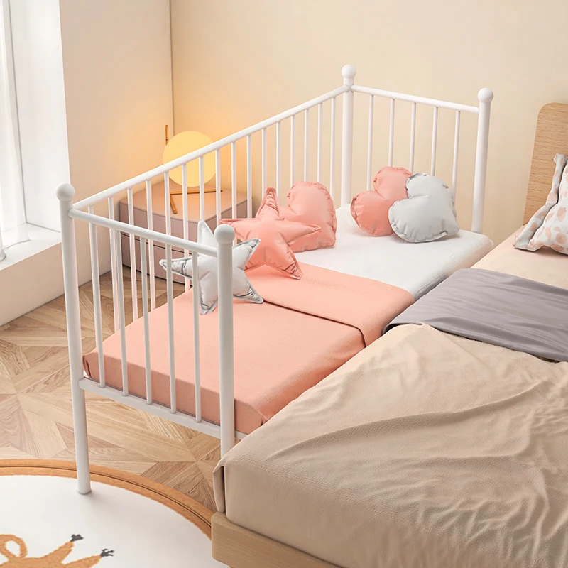 

Wrought iron children's splicing bed Adult crib Wide side bed expansion artifact Boys and girls can customize the height