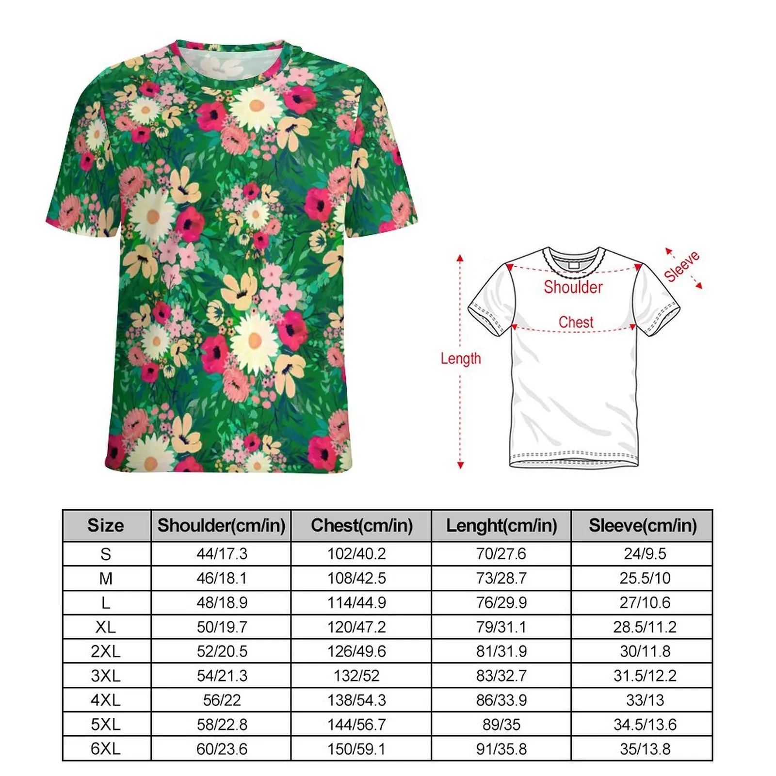 Colorful Daisy T-Shirt Men Floral Pattern O Neck T-Shirts Summer Harajuku Clothing Short Sleeve Streetwear Plus Size Tee Shirt