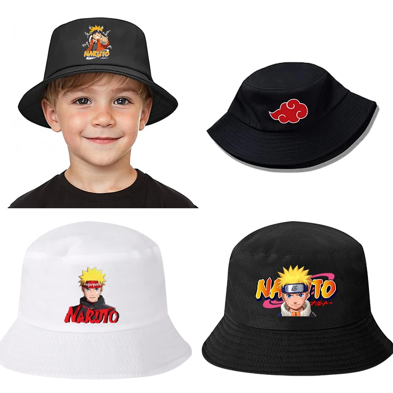 

New Narutos Fisherman Hats Boy Girl Baby Japanese Anime Figure Bucket Hat Outdoor Seaside Tourism Sunhat Kid Cute Sun Caps Gift