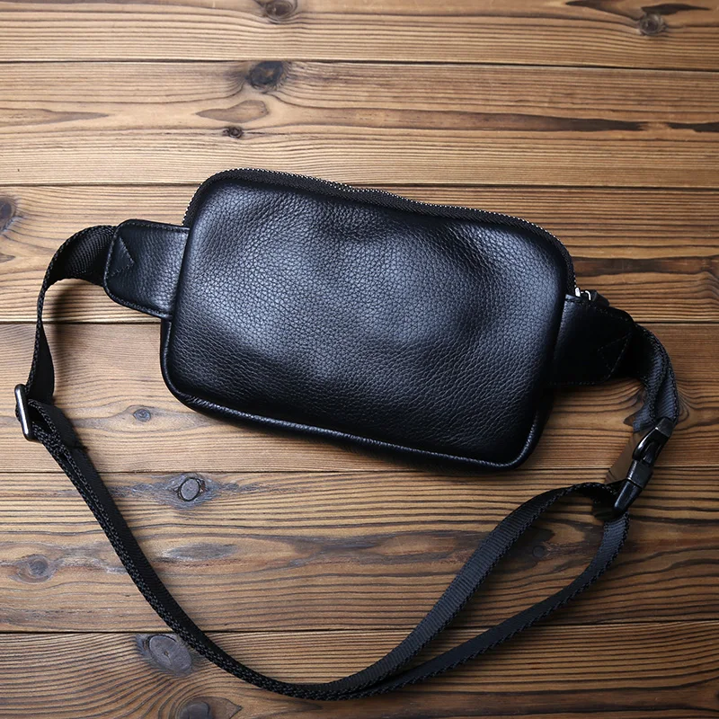 NZPJ Herren-Brusttasche aus echtem Leder, Umhängetasche aus natürlichem Rindsleder, lässige Umhängetasche, sportliche multifunktionale Handy-Hüfttasche – Detail 6