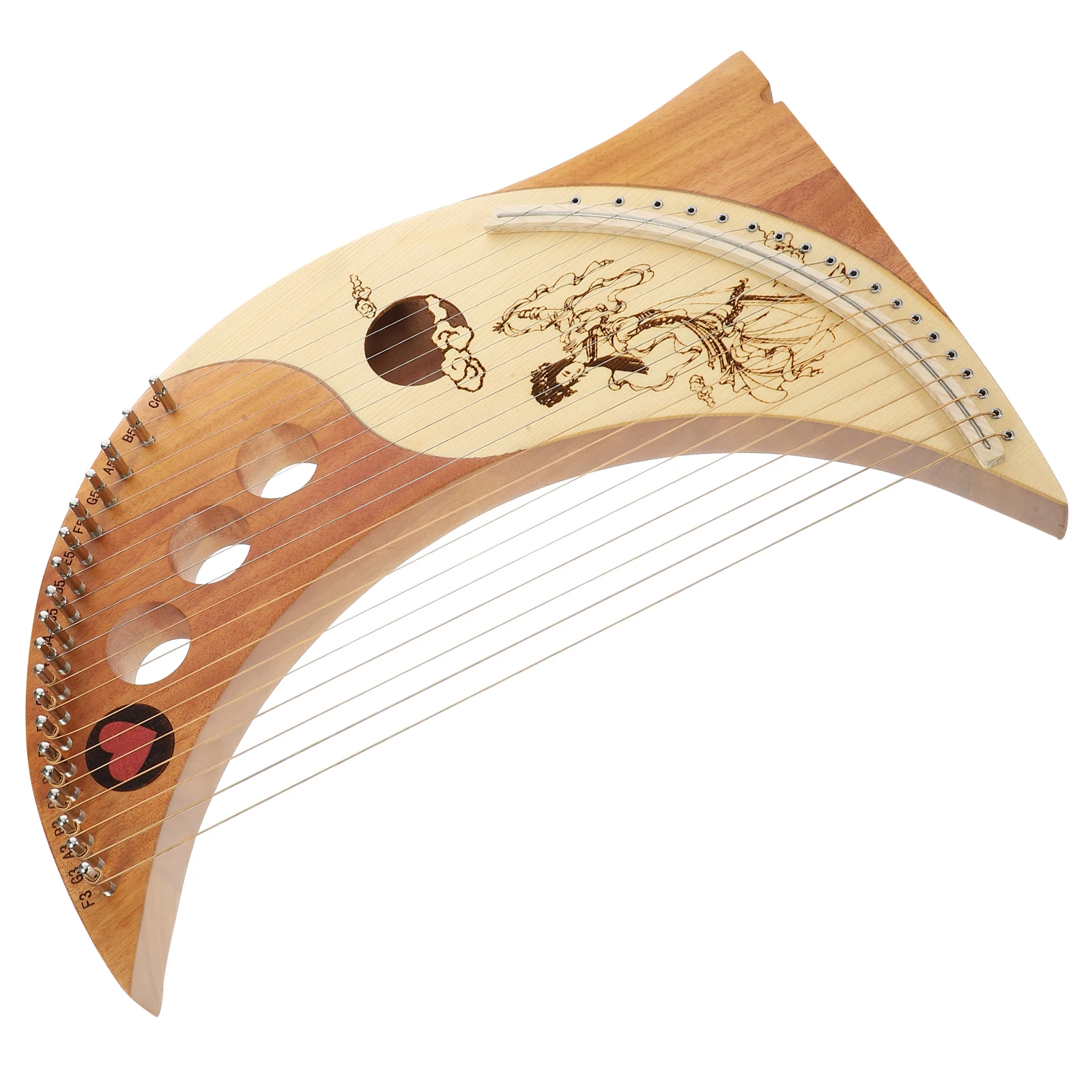 

Wrench Lyre Child Harp Instrument Chinese Fir Brown Stringed Musical Instruments