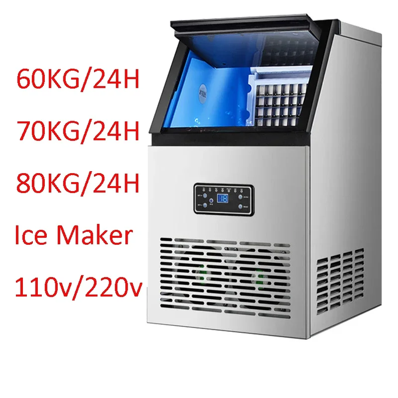 80KG/24H Ice Maker 110v/220v Ice Machine Household Ice Maker Milk Tea Coffee Shop Automatic Ice Maker Ice Machine