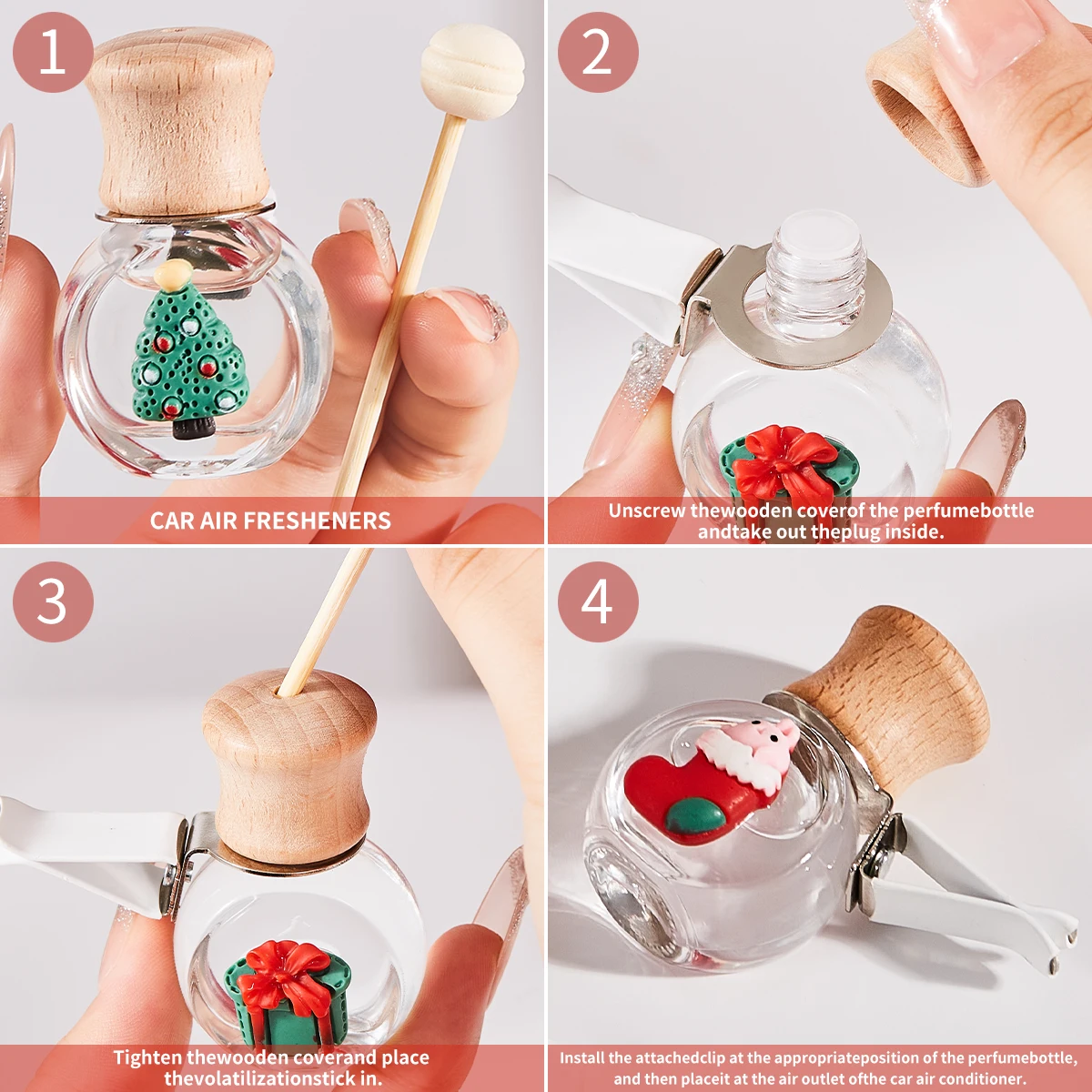 10ml Christmas Limited Edition Car Air Freshener - Santa Claus Gift Shape for Car Air Conditioner Air Vents