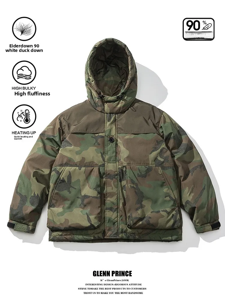 

Мужская камуфляжная куртка GPstudio с капюшоном, утепленная пухом, для активного отдыха, ветрозащитная, теплая, из полиэстера, в городском повседневном стиле, с наполнителем из утиного пуха