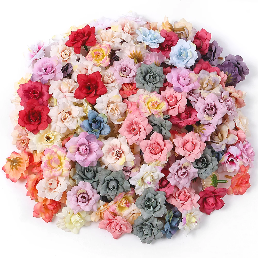 20 sztuk róża sztuczne kwiaty głowa jedwabne sztuczne kwiaty dla domu Hoom Decor dekoracje ślubne DIY rzemiosło Garland akcesoria do prezentów