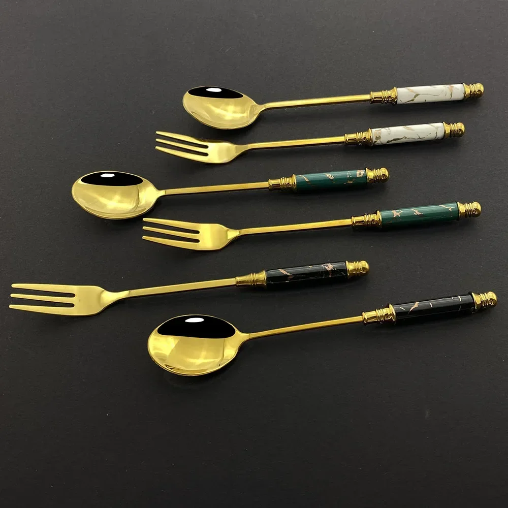 

20Pcs/Set Black Gold Cutlery Set Stainless Steel Dinnerware Silverware Flatware Set Dinner Colorful Knife Fork Spoon Tableware