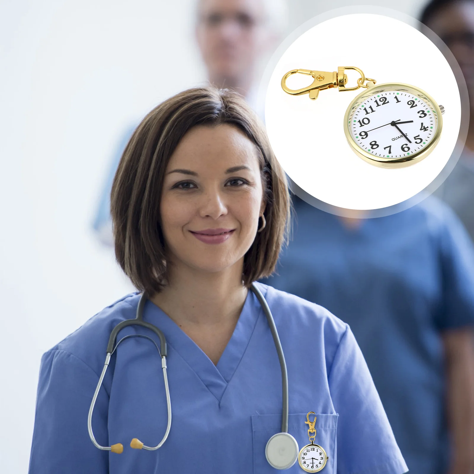 

Luminous Pocket Watch Keychain Hanging Design Arabic Numerals For Nurses Doctors Unisex Gift For Elderly Men Women