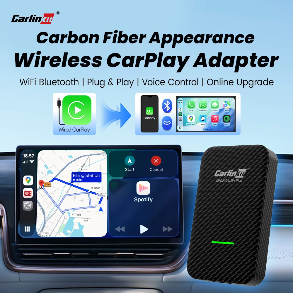 

Беспроводной адаптер CarlinKit Mini для CarPlay: подключение к автомобилям с проводным CarPlay, Plug & Play, Wi-Fi, Bluetooth, автоматическое подключение, Smart Car Box