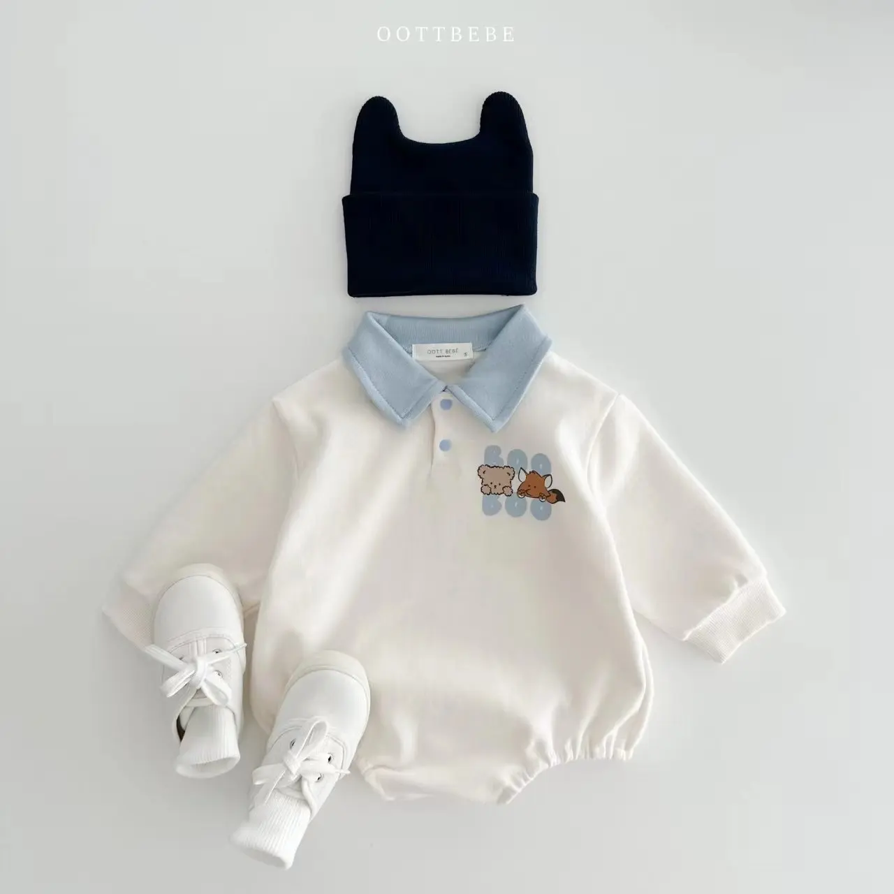 New Arrival Baby Boys Long Sleeve Cartoon Romper Turn-Down Collar  Infant Kids Jumpsuits Toddler Bodysuits Pure Cotton 0-3Y