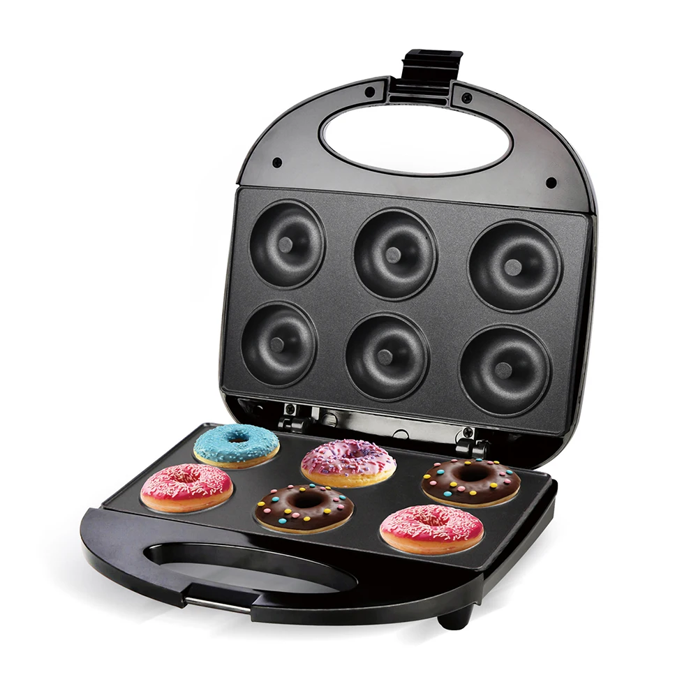 220V Mini Donut Maker Machine For Kid-Friendly Breakfast Snacks Desserts With Non-stick Surface Makes 6 Doughnuts Kitchen Tool