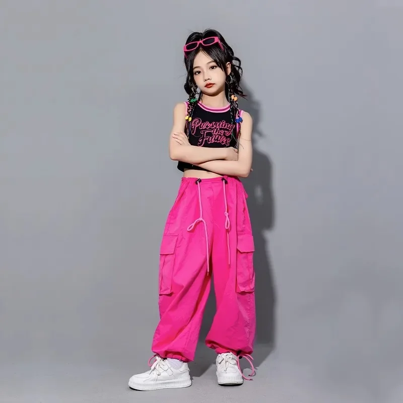 

Trendy Street Dance Costume Children Modeling Walking Stage Performance Clothing Sets Girls Competition Jazz Dance Costume Kids