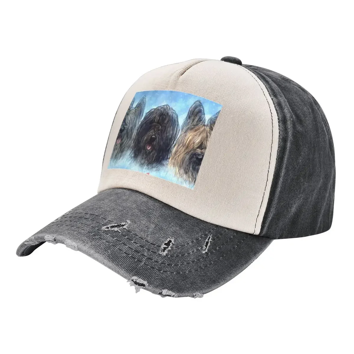 

Trio of Briard Heads Baseball Cap hats for men Beach Outing cute Hat Beach Men Women's