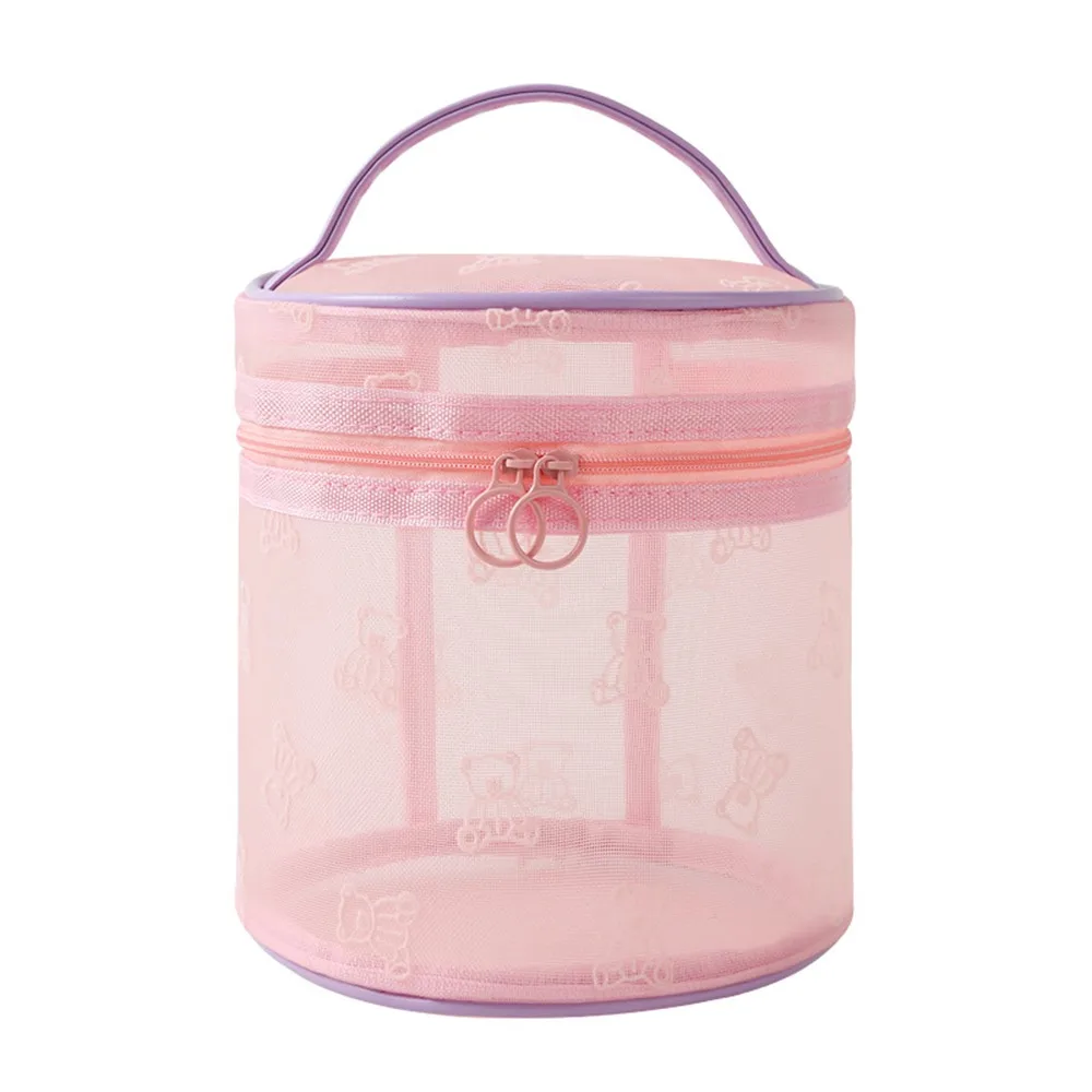 Large Capacity Mesh Cosmetic Bags Zipper Multi-Functional Perspective Makeup Bag INS with Handle Visible Wash Handbag Bath Wash