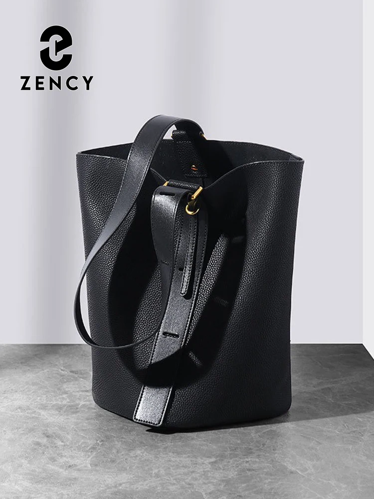Zency Genuine Leather Women Shoulder Bag Fashion Soft Cowhide Shopper Handbag Trendy Composite Bags Ladies Tote Bag Sac