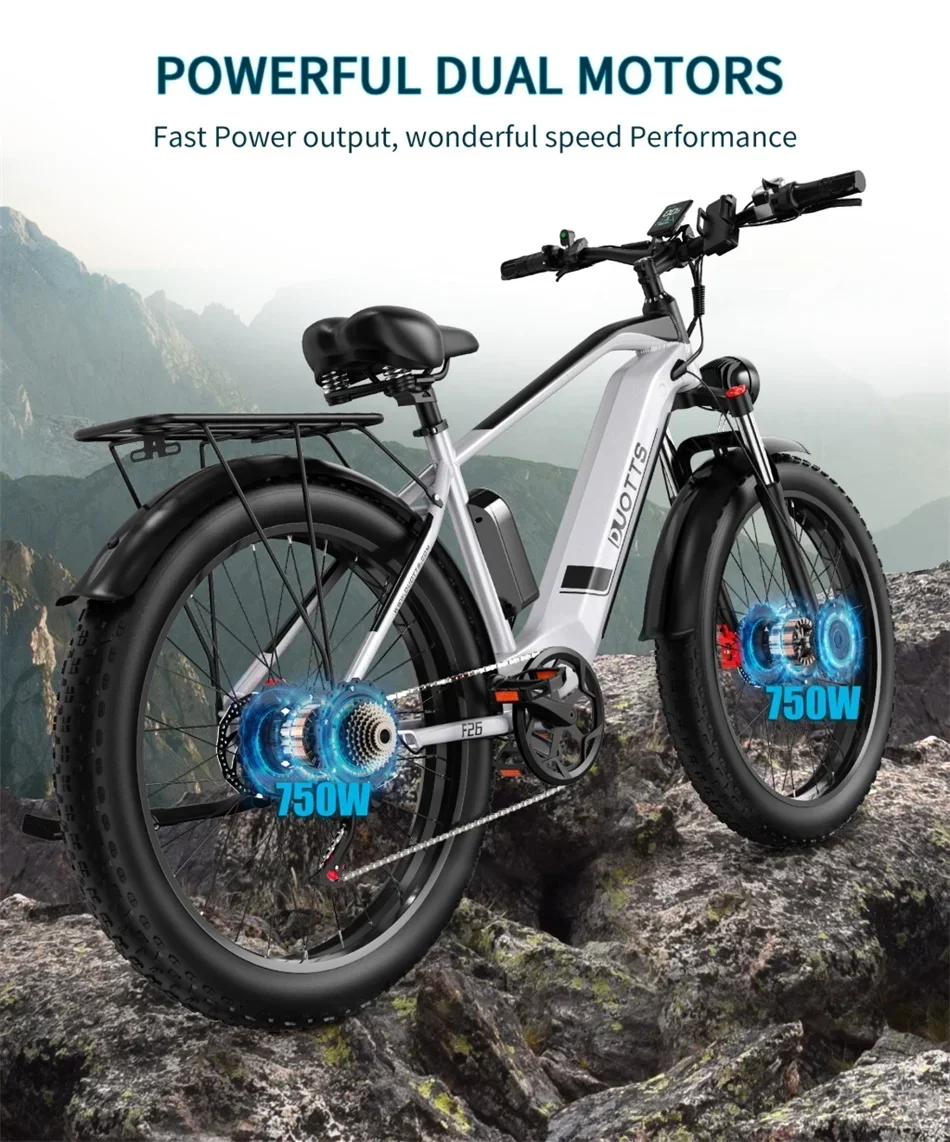 1500W EU Europe Warehouse High Quality Duotts F26 City Adults Mountain Ebike Mtb for Man 26 inch Full Suspension Electric Bike