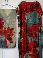 Abayas musulmanes pour femmes, en soie imprimée, douce, ample, élégante, Maxi, robes de soirée avec ceinture, Turban, nouvelle collection 2025 4