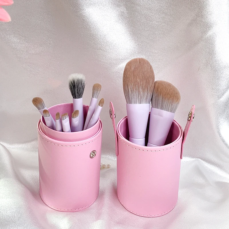 10pcs/Set Makeup Brush Corn Fiber Soft Brushes Light Purple Shadow Foundation Powder Eyelash Lip Concealer Brush Travel Size kit