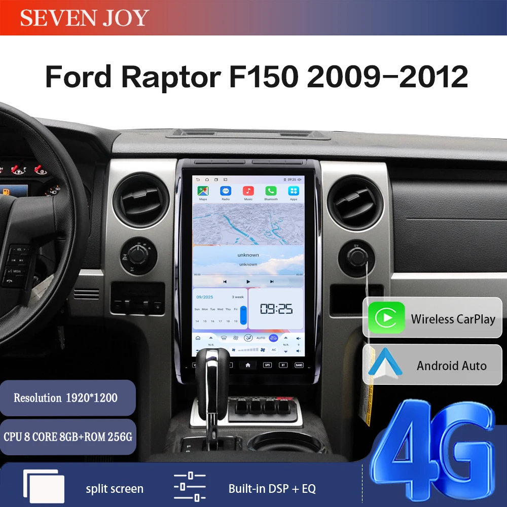 

14.5 Inch Android 15 128GB For Ford F150 Raptor 2009-2014 Tesla Style Car GPS Navigation Multimedia Player Radio Tape Headunit