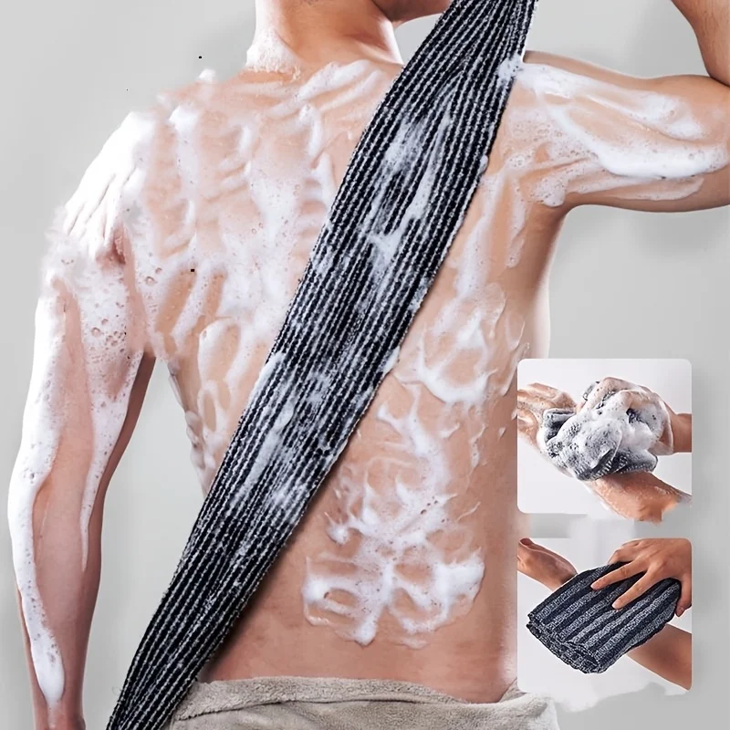 Exfoliating Back Scrubber, Double-Sided Mesh Body Wash Cloth, Deep Cleansing Bath Towel for Winter Skin Care & Exfoliation