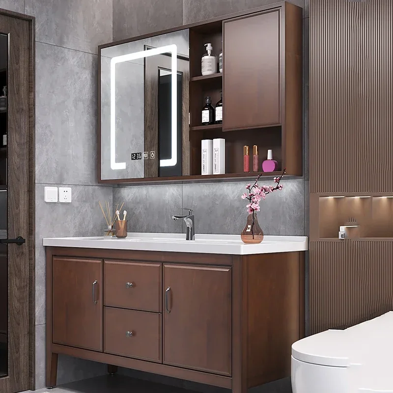 Premium Wood Hanging Mirror Cabinets Intelligent Bathroom Organizer Makeup Smart Mirror Cabinets Rectangle