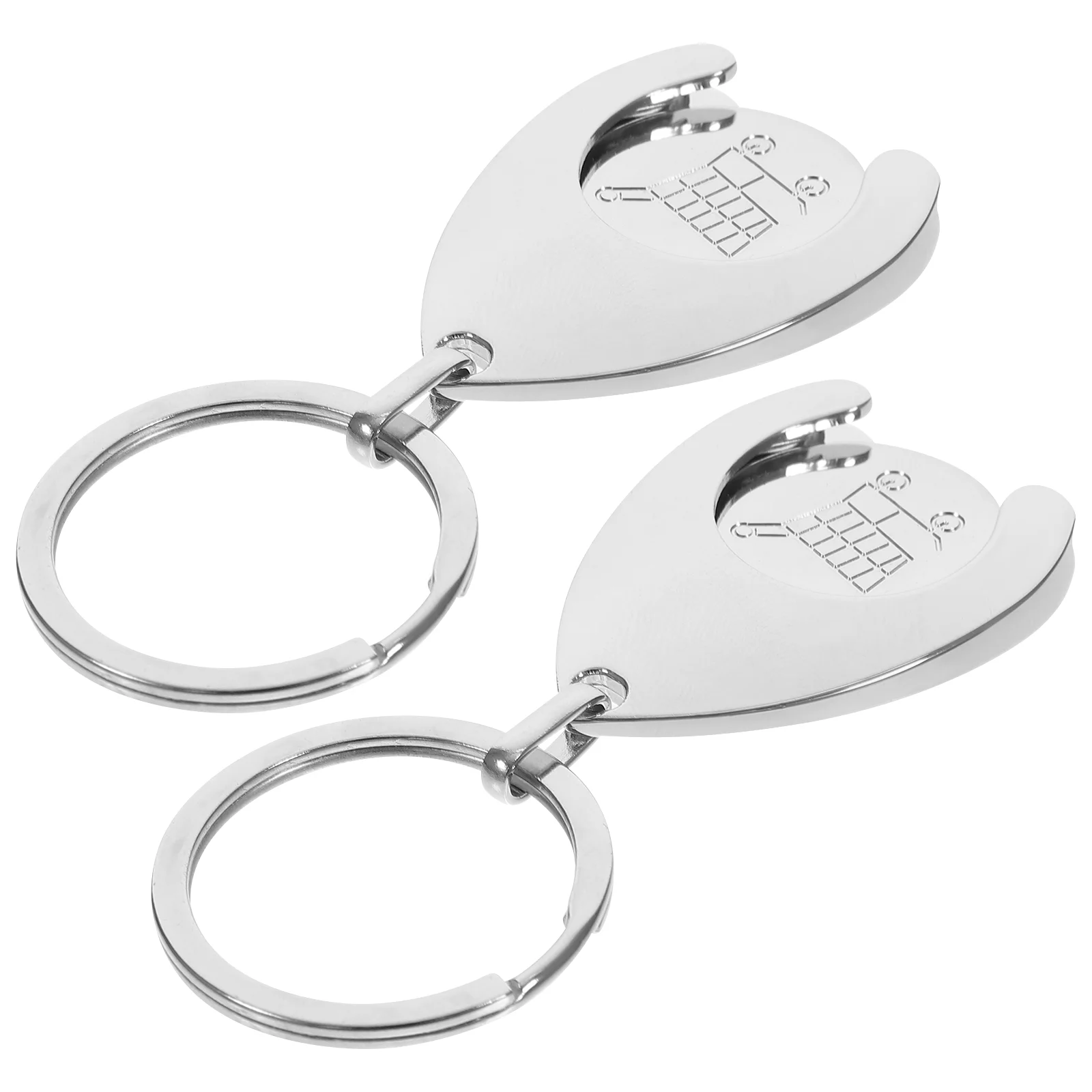 

2 Pcs Cart Token Ring Kit Shopping Trolley Coin Keyring Chain Rings Pendant Men and Women