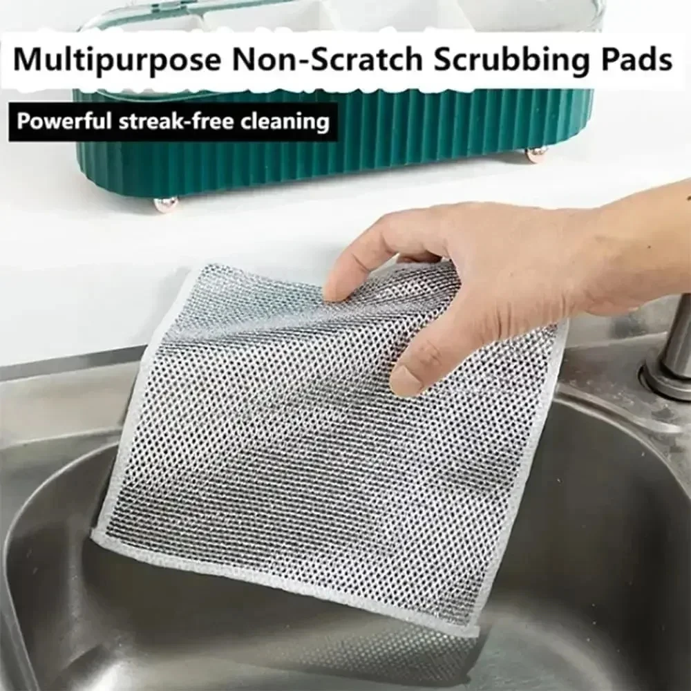 Wire Dishcloth Multi-purpose Wire Dishcloth Kitchen Cooktop Dishwashing Cloths Wet & Dry Dishcloth Daily Cleaning Cloths