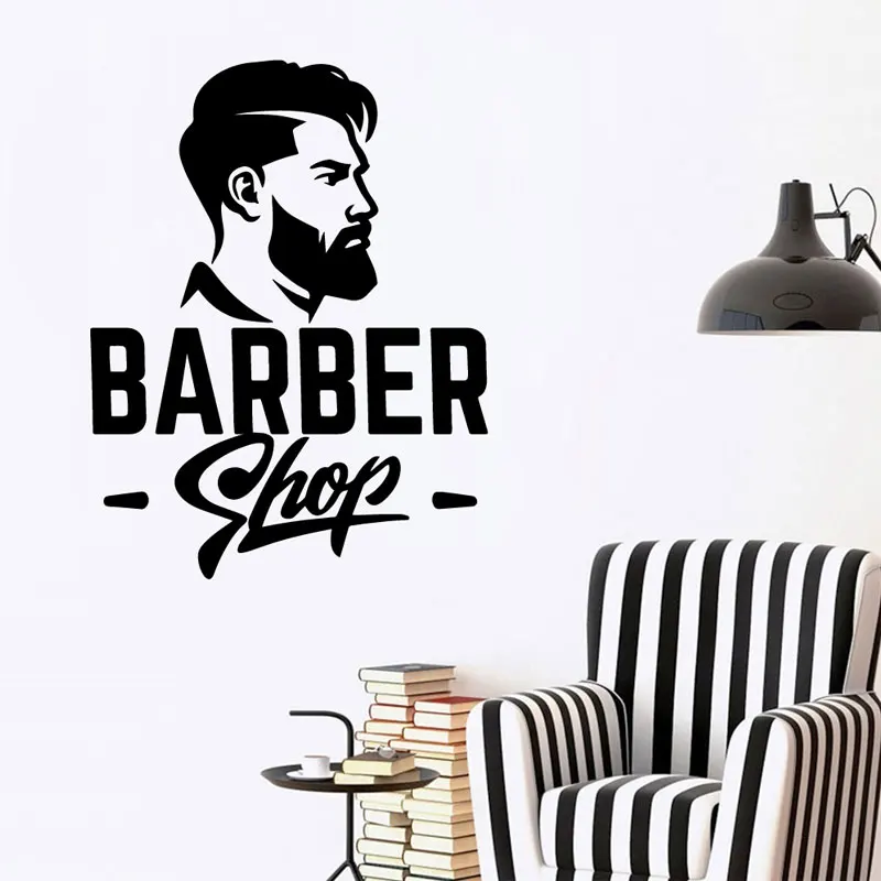 Barber Shop Wall Stickers Vinyl Hairstylist Barbershop Hair Salon Window Decals Removable Self Adhesive Murals Wallpaper 4549