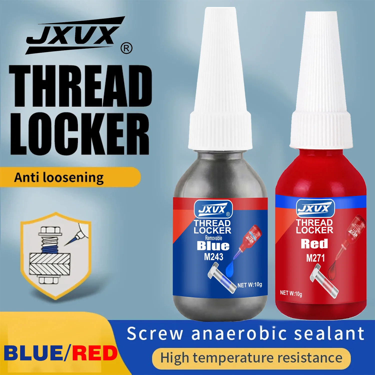 6Pcs Threadlocker Blue And Red Medium To High Strength Thread locking agent Anaerobic Glue Anti-loose Universal Thread Sealants