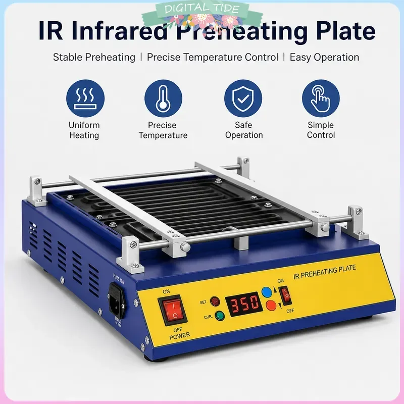 T-8280 PCB Preheater IR Infrared Preheating Station Preheat Plate 1500W Station 0-450degree Celsius Solder Repair