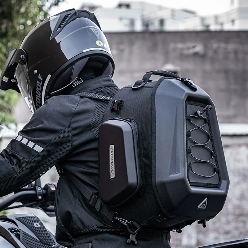 23-35L Waterproof Motor Back Seat Pannier Bag Hardshell Riding Travel Luggage Backpack Rider Bag Motorcycle Tail Bag
